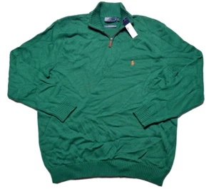 Polo by Ralph Lauren Green Knit Cotton 1/4 Zip Sweater XLT Big & Tall XL $125 - Picture 1 of 6