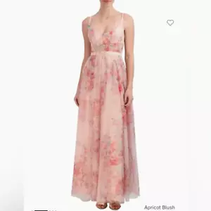 BCBG Amelia New Floral Tulle Maxi Dress Gown Wedding Corset Size 8 Apricot Blush - Picture 1 of 12