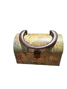 Vintage Rare Lady London 1970 Lunch Box Purse Lined Brown Felt Map Pattern - Picture 1 of 14