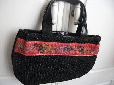 George Black Shoulder / Grab Bag with FAB Floral Strip with Sparkly Beads, BNWOT - Image 1 of 4