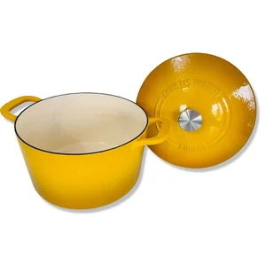 MARTHA STEWART Gatwick Enameled Cast Iron 7 Qt Yellow Ombre Dutch Oven w/Lid - Picture 1 of 14