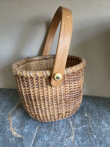 Nantucket Lightship Basket Wood Swing Handle Oval 6” X 5” Cover