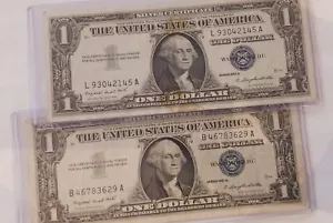 $1 x 1957a $1 SILVER CERTIFICATE - *Rare* BLUE SEAL - CIRCULATED - Picture 1 of 2