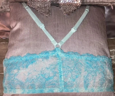 Sujetador LA SENZA Encaje Espalda Reino Unido 32C Turquesa Verde Azul Sexy Acolchado Con Aros Bralet Foto 1 de 4