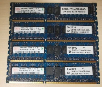 16GB (4x4GB) Hynix PC3-10600R DDR3-1333MHz 2Rx8 ECC HMT351R7AFR8C-H9 FREE S/H - Image 1 of 3