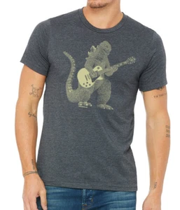 Godzilla Playing Guitar Shirt, Men's Kaiju Tshirt, Dinosaur Cool Tee, Lizard - Picture 1 of 9