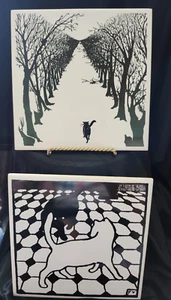 MMA FV Felix Vallotton Two Cat Silhouettes Black & White Hanging Art Tile Trivet - Picture 1 of 6