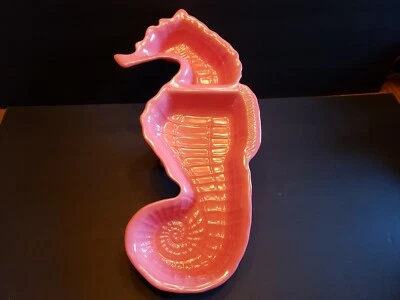 Cynthia Rowley Seahorse Divided Serving Dish Tray Medium Coral Pink Beach Party - Image 1 of 4