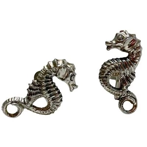 Pendientes Beau Vintage Plata Esterlina Caballo de Mar Tornillo Trasero Costero Playa Años 30 - Imagen 1 de 6