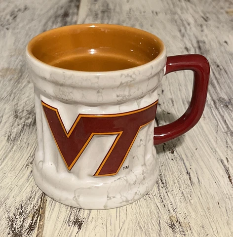 Virginia Tech Hokies Embossed Art Deco Coffee Mug - Marble Maroon White Orange Cover