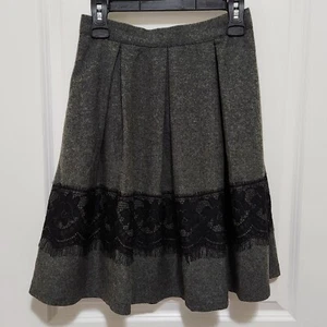 Modcloth Damen S Wollmischung Spitzenborte A-Linie Rock Taschen Dark Academia Retro - Bild 1 von 8