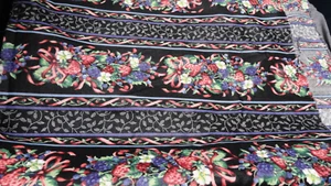 Cranston Collection Cotton Fabric 3 1/2 yds Floral Stripe Della Robbia Swags - Picture 1 of 3