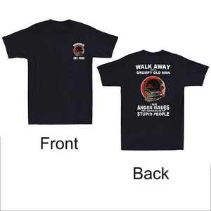 Boomer EST 1956 Walk Away I'm A Grumpy Old Man Funny Skull Smoking Meme T-Shirt - Picture 1 of 8