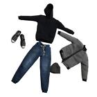 1:6 Mens Outfits Gray Jacket Hoodie Jeans Shoes Set for 12'' Action Figure