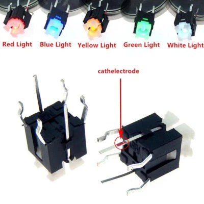 6 x 6 x 7mm LED Illuminated Switch Momentary Push Button Tactile SPST Micro PCB - Image 1 of 4