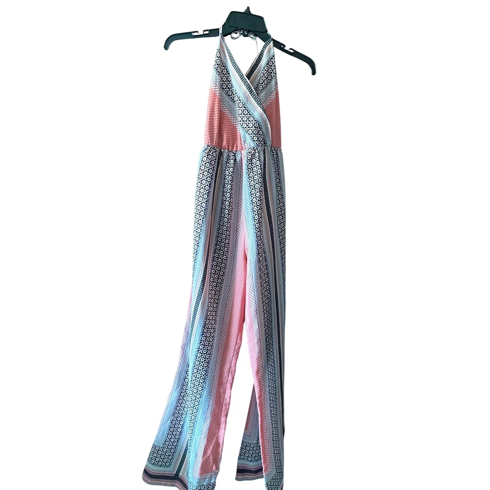 Mono halter fuego pierna ancha estampado bohemio sin mangas mameluco verano talla S Foto 1 de 4