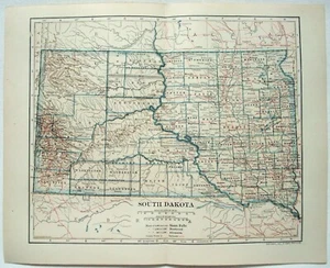 South Dakota - Original 1907 Dated Map by Dodd Mead & Company. Antique - Picture 1 of 3