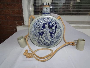 Antique Reinhold Hanke Westerwald ROUND JUG Stoneware Bluegrey Salt Glazed W Cup - Picture 1 of 6