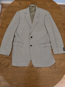 Gene Hiller Canali Blazer Mens 42 Houndstooth Wool Silk Blend Made Italy Jacket - Picture 1 of 15