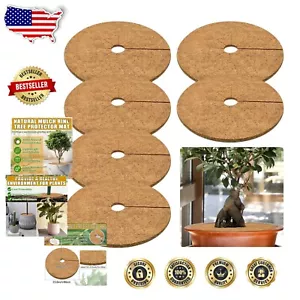 Eco-Friendly Coconut Coir Tree Mulch Rings - 24 Inch Plant Protectors (6 Pcs) - Picture 1 of 8