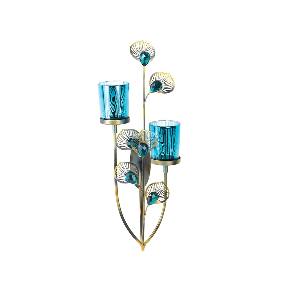 Exotic Peacock Plume Wall Sconce - Image 1 of 1