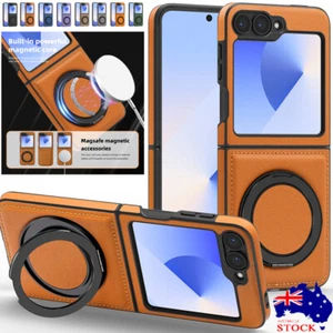 Fr Samsung Galaxy Z Flip 7 6 5 4 MagSafe Magnet Case Shockproof Ring Stand Cover - Picture 1 of 25
