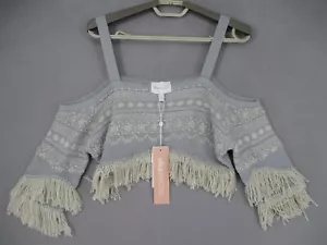 Alice McCall Top Womens 14 Grey Beige NWT Set Fair Isle Metallic Cold Tassel - Picture 1 of 17