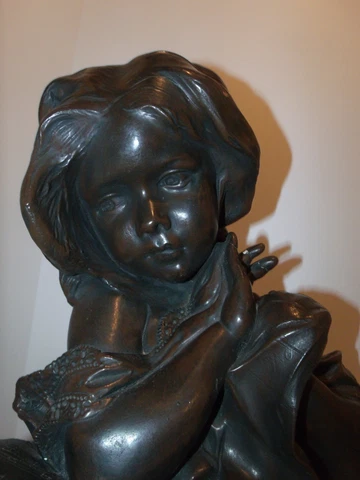 Vintage Plaster Bust  Girl Reading Music / Display Art Cover