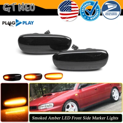 Luces de señalización laterales LED dinámicas ahumadas para Subaru Impreza GC GM GF 1993-01 Foto 1 de 4