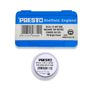 Presto M12 TAPS DIE M12 x 1,75 3 STCK. HSS TAPS ERSTER, ZWEITER & STECKER ODER SPLIT DIE - Bild 1 von 17