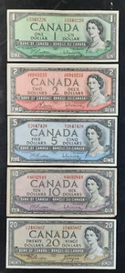 1954 Bank of Canada $1 - $20 Banknote Set - Picture 1 of 12