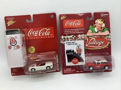 Johnny Lightning Chevy Corvette Coca Cola SET W/Tin Box 1:64 Die Cast (2 cars) - Image 1 of 4
