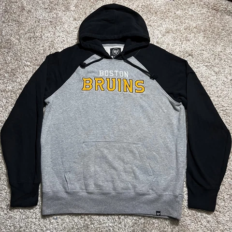 Boston Bruins Sweater Men 2XL XXL Gray Black 47 Brand Pullover Hoodie NHL Hockey Cover
