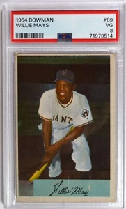 1954 Bowman Willie Mays New York Giants Baseballkarte #89 PSA 3 Sehr guter Zustand - Bild 1 von 2