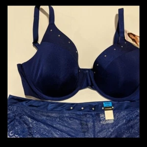 NEW Women's Ambrielle Sexy Royal Blue Bra & Panty Set 36D/9 - Picture 1 of 3