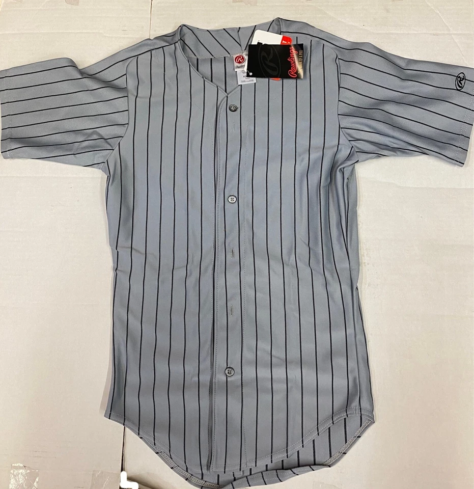 Бейсбольная футболка Rawlings WKBDS серая с черной тонкой полоской для взрослых - Изображение 1 из 1