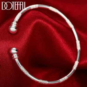 DOTEFFIL 925 Sterlingsilber Doppelperlen Glatt Matt Manschette Armreif Armband - Bild 1 von 6