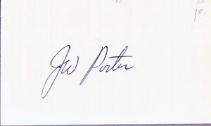 Tarjeta índice autografiada 3x5 J W Porter Detroit Tigers Catcher/Outfielder (d 2020) - Imagen 1 de 1