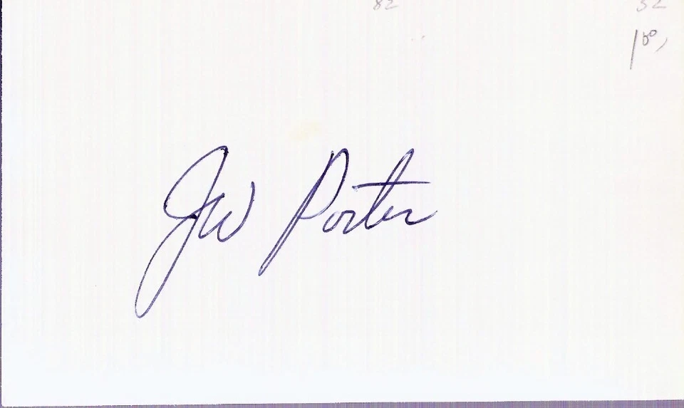 J W Porter Detroit Tigers Catcher/Outfielder Autographed 3x5 Index Card (d 2020) - Image 1 of 1
