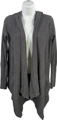 Splendid Women’s Gray Long Sleeve Open Front Waffle Knit Cardigan Sweater - M - Image 1 of 4