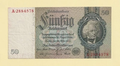 GERMANY, DEUTSCHLAND 50 REICHSMARK 1933 P-182a VF++ - Image 1 of 3