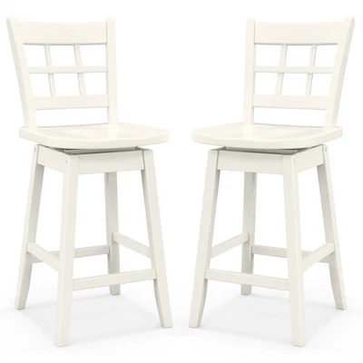 2PCS 24.5 Inch Counter Height Bar ChairsSwivel Bar Stools  w/ Hollow Backrest - Image 1 of 4