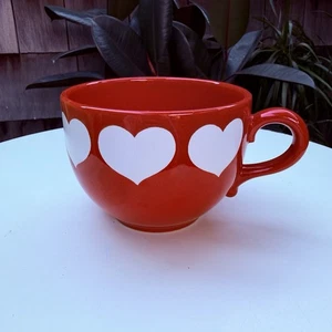 Tazza jumbo vintage anni 70 waechtersbach cuori bianchi rossi 10 oz - Foto 1 di 6
