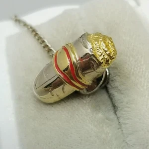 Vintage Cigar Tie Tack Pin Silver Tone Gold Tone Red Enamel Stogie - Picture 1 of 7