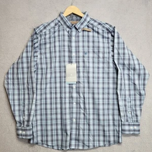 Ariat Shirt Men's Medium Blue Plaid Wrinkle Free Lionel Classic Fit Long Sleeve - Picture 1 of 13