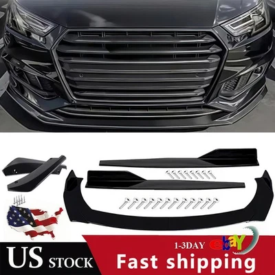 Комплект спойлеров кромок переднего бампера для AUDI A4 A5 A6 A7 S4 S5 глянцевый черный - Изображение 1 из 4