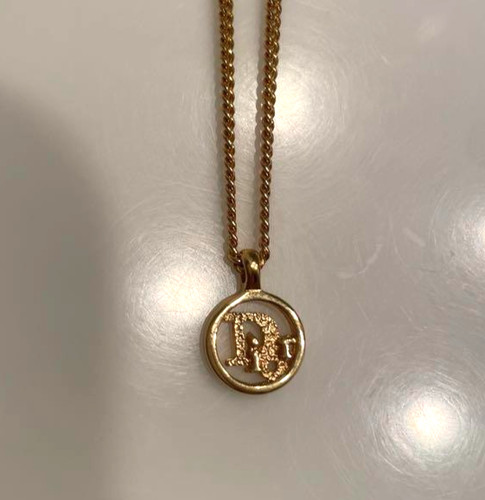 Collana Christian Dior CD Autentica Vintage Oro Classico Cerchio Logo Giappone