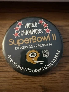 GREEN BAY PACKERS SUPER BOWL II CHAMPS NFL FOOTBALL VINTAGE pinback/button 3 In - Picture 1 of 2