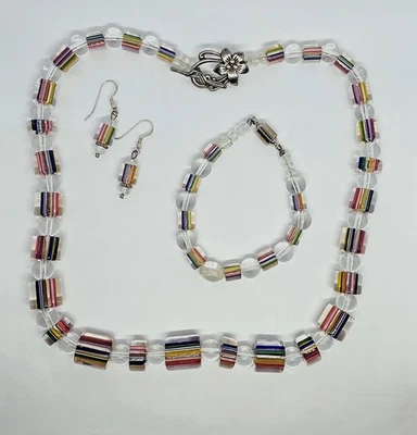 4-Piece Furnace? Glass (Silver Tone) Jewelry Set - Image 1 of 4