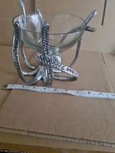 Culinary Concepts London Octopus Aluminum / Glass Serving Bowl / Table Decor - Picture 1 of 14